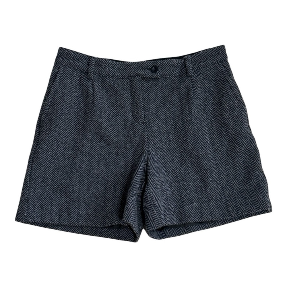 SEE BY CHLOE Grey Black Herringbone Wool
Blend Shorts 8 44 Preppy Prep Classic